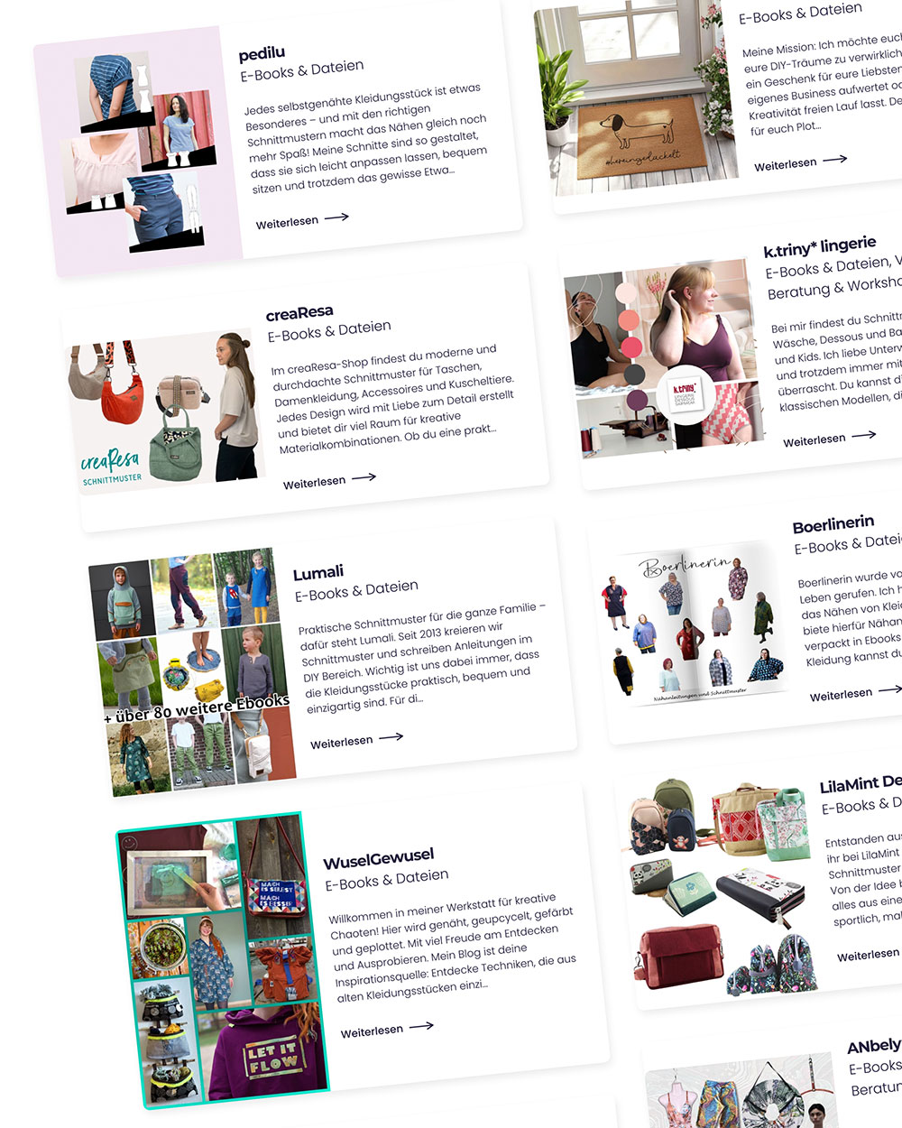 Kreative Angebote zum Nähen, Basteln, Plotten, Sticken, Stricken oder Häkeln