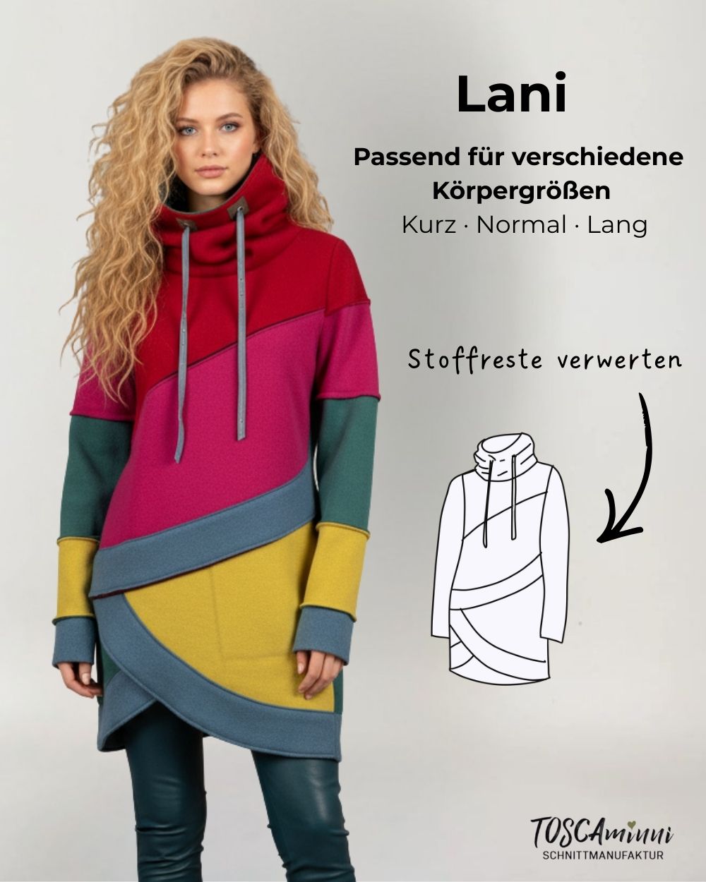 Stoffreste vernähen: Schnittmuster für Damensweater Gr. 34-54