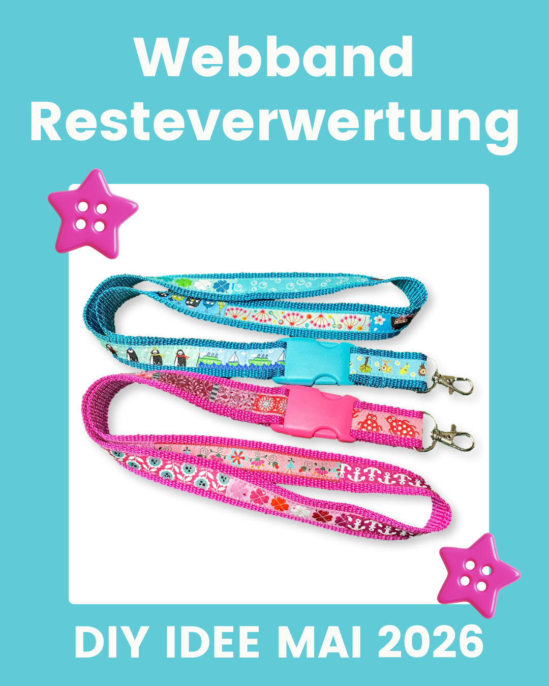 Ein Schlüsselband mit Webband-Resten nähen