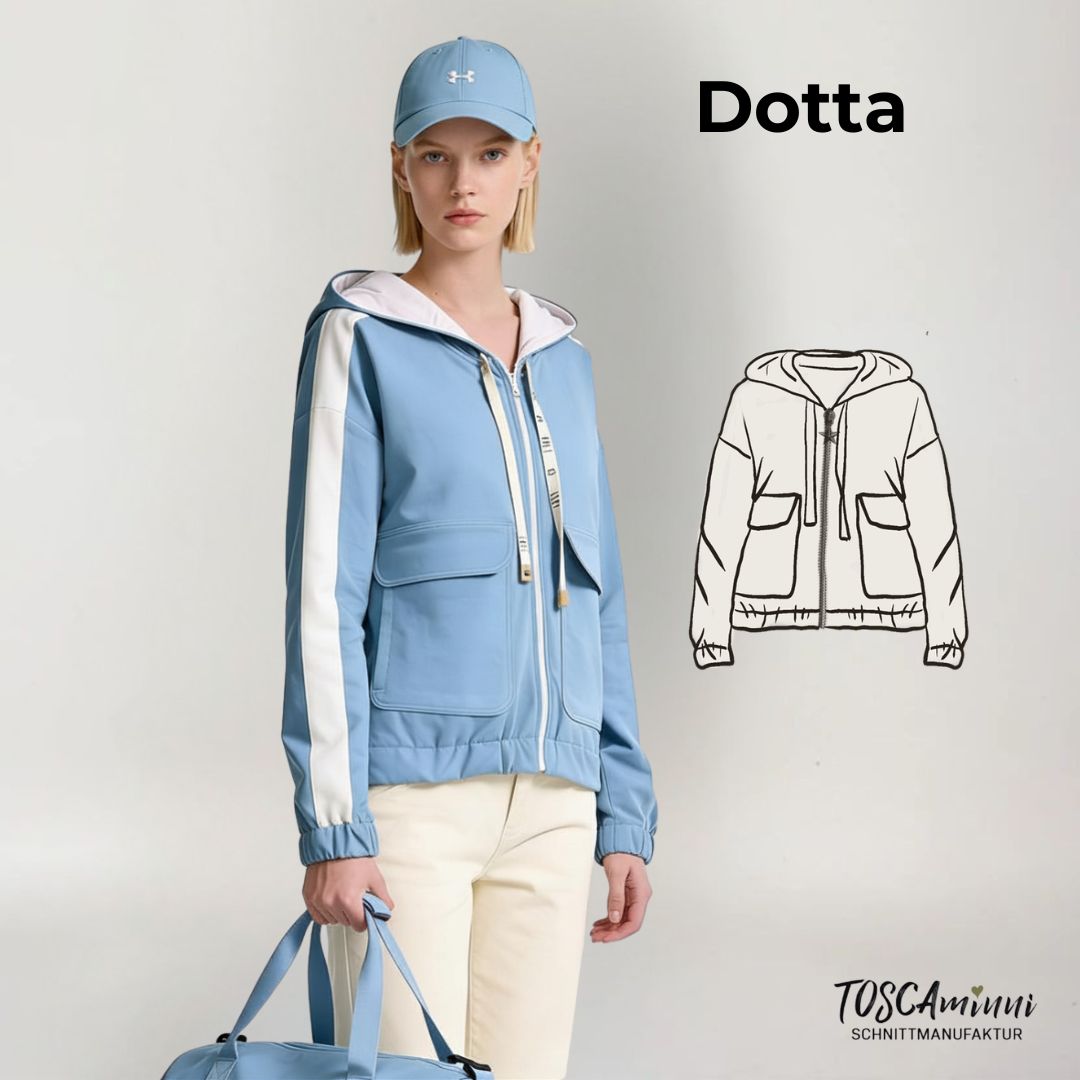 Schnittmuster Sweatjacke Dotta – Damen (34–54) + Kinder (86–170)
