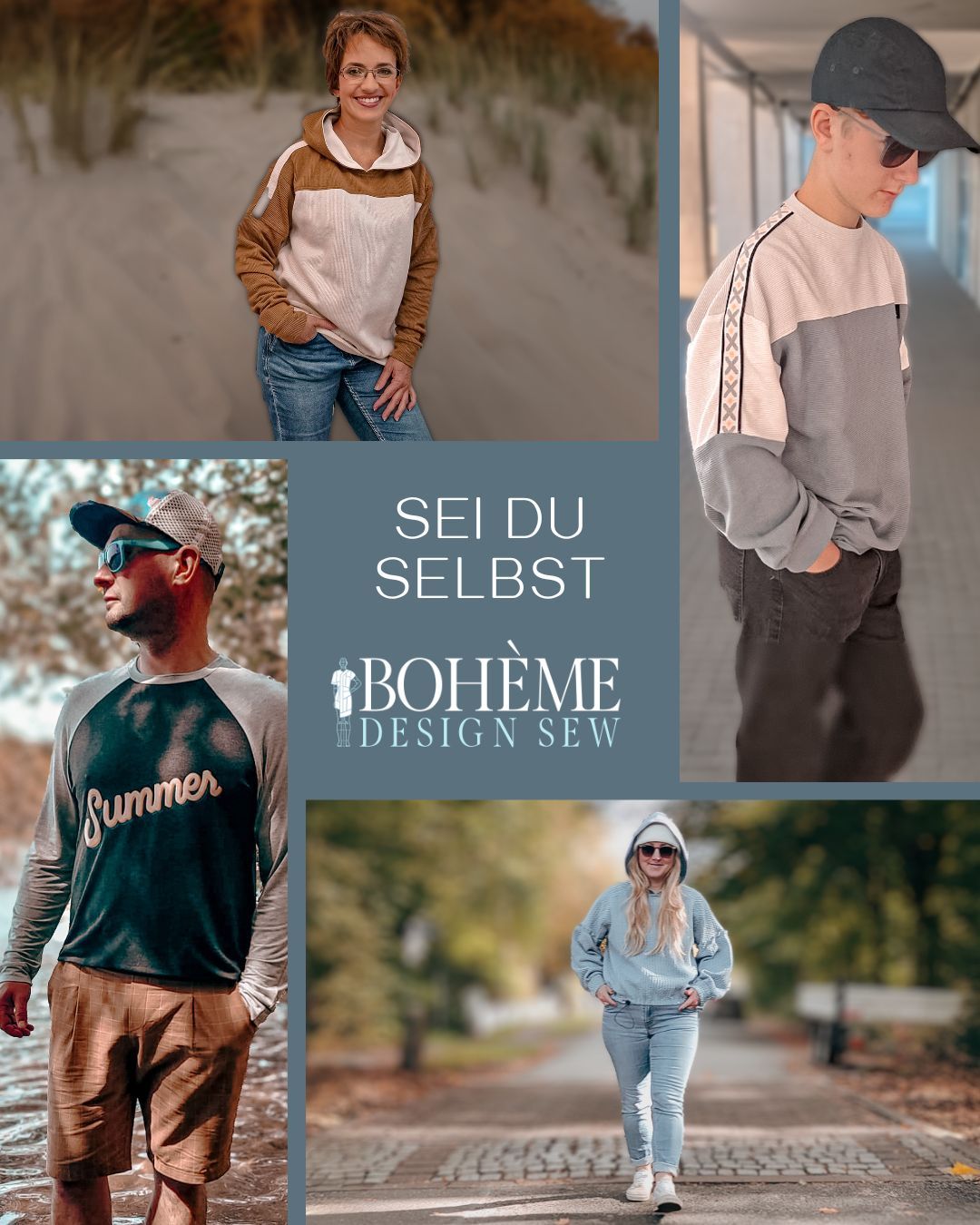 Hej Hej,<br />
 <br />
ich bin Simo, als Textil- und Bekleidungstechnikerin leite ich mit Leidenschaft mein Label "Bohème". <br />
<br />
Mein Fokus liegt auf modernen Schnittmustern für Damen, Herren und Kindern, die nicht nur stylisch, sondern auch nachhaltig sind. <br />
Bei Bohème dreht sich alles um sorgfältig konstruierte Schnitte. <br />
<br />
Ich begleite dich Schritt für Schritt mit detaillierten, illustrierten Anleitungen und habe auf YouTube Video-Nähanleitungen für dich vorbereitet.<br />
<br />
Die Schnittmusterbogen ist im Ebook sind in folgenden Formaten enthalten:<br />
- A4 & US-Letter Datei mit ein-/ausblendbaren Ebenen<br />
- A0 & 36"x48"in Datei mit Ebenen (optimiert für den Plotter (auch Online-Plotterdienste))<br />
-Beamer- / Projectordatei<br />
- Digitale Anleitung als PDF <br />
- Nahtzugaben und Nahtlinien sind enthalten<br />
Alle Ebooks sind bilingual, in Englisch und Deutsch.<br />
<br />
Sei du selbst<br />
Deine Simo
