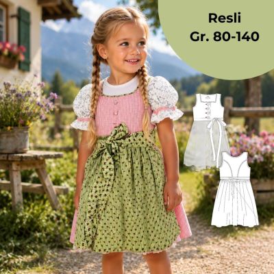 Kinderdirndl Resli nähen – mit Wiener Nähten und Paspeln
