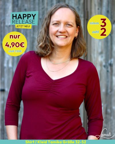 🌸 Tamika ist da! 🌸Ein Schnitt, der mehr kann: Kleid oder Shirt – und dank vertikaler Raffung ein Dekolleté, das einfach überzeugt 😍☀️ Für warme Tage💃 Für Partynächte💞 Für Dates🧵 Größe 32–52💸 Nur 4,90 € statt 7,90 €