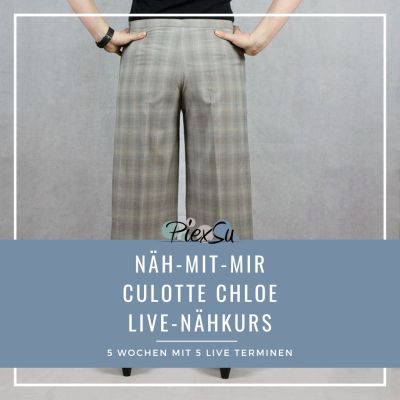 Live-Nähkurs „Culotte Chloe“: Nähe mit mir deine neue Lieblingshose – live, Schritt für Schritt und ohne Frust. 5 feste Termine via Teams, Aufzeichnungen, Anleitungen, WhatsApp-Gruppe & Reißverschluss-Workshop. Für ambitionierte Hobbynäherinnen.