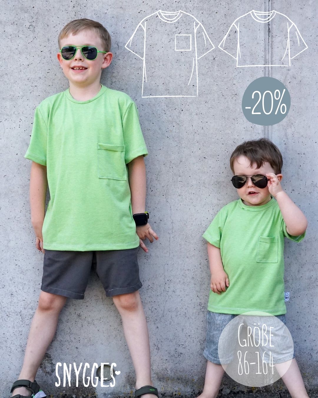 TOVE ist ein lässiges T-Shirt für Kinder (Gr. 86–164) – in 3 Weiten je Größe, 3 Längen zur Auswahl (Basic, Midi, Crop) und optionaler Brusttasche. Perfekt für Jersey & Co. und super schnell genäht! Jetzt zum Einführungspreis mit 20 % Rabatt!
