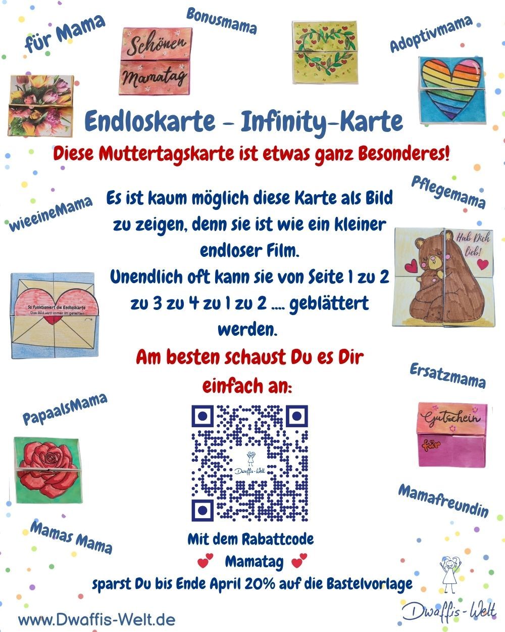 So einfach und vielfältig war es noch nie eine Endloskarte zu basteln. Mit dieser Bastelvorlage bekommst Du fertige Motive, Ausmalvorlagen und freie Flächen für eigene Designs. Genaue ANleitung mit Videos.Wer muss unbedingt diese Karte bekommen?