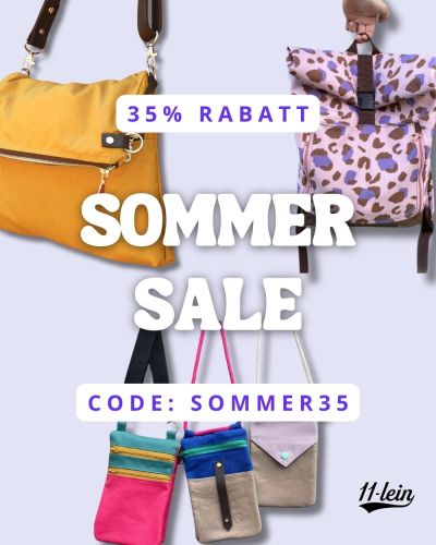 🌞 SOMMER-SALE! 🌞Taschenliebe zum Sparpreis: Sicher dir jetzt 35 % Rabatt auf alle Ebooks bei 11-lein!Code: SOMMER35Nur für kurze Zeit – also ran an die Nähmaschine!