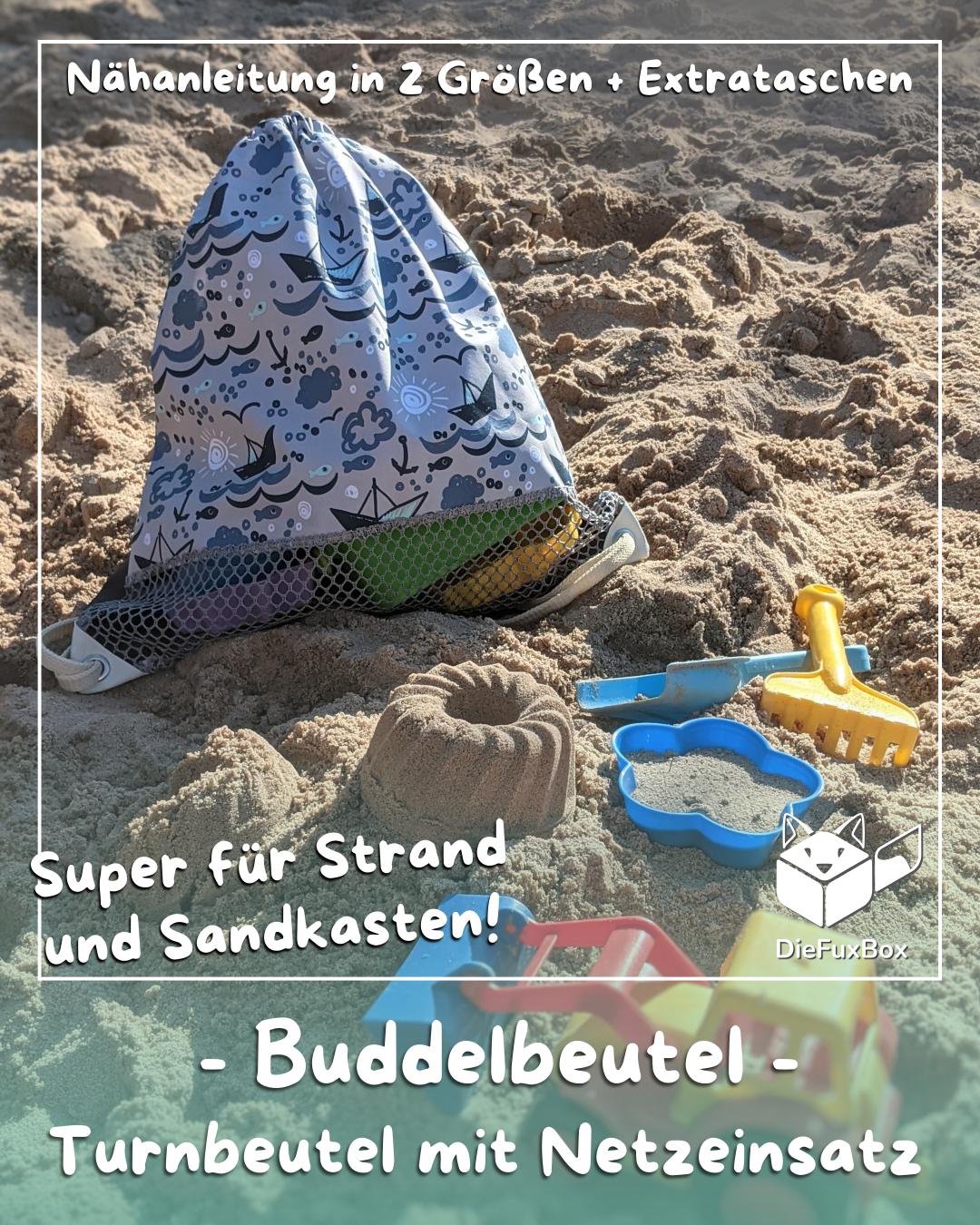 Sand- und Turnbeutel mit Netzeinsatz