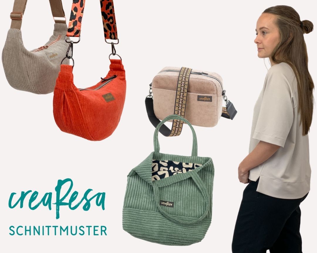 Im creaResa-Shop findest du moderne und durchdachte Schnittmuster für Taschen, Damenkleidung, Accessoires und Kuscheltiere. Jedes Design wird mit Liebe zum Detail erstellt und bietet dir viel Raum für kreative Materialkombinationen.<br />
Ob du eine praktische Tasche, ein Basic-Kleidungsstück oder ein süßes Kuscheltier nähen möchtest – hier wirst du fündig! Unsere Bestseller, wie die Moon Bag Luna, die Cambag Tessa und die Tasche Resa Basic, begeistern mit funktionalen Details und individuellen Gestaltungsmöglichkeiten.<br />
Dank klar strukturierter Anleitungen sind unsere Schnittmuster sowohl für Anfänger als auch für Fortgeschrittene geeignet. Viele Beispiele zu Genähtem findest du auf Instagram #moonbagluna #cambagtessa #crearesa @crearesa.<br />
Tauche ein in die Welt von creaResa und nähe einzigartige Unikate ganz nach deinem Stil!
