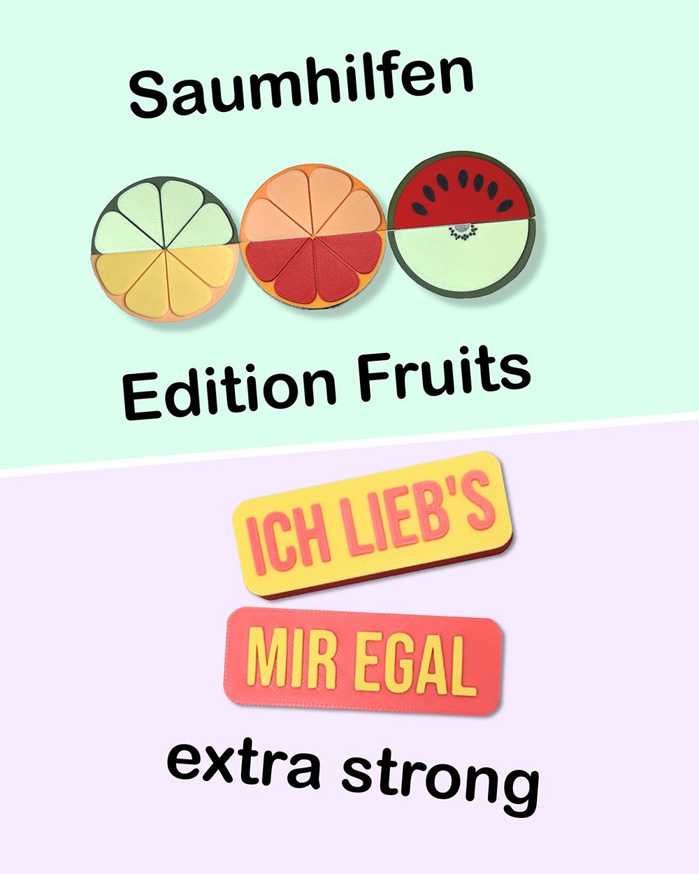 Praktisch, aber bunt - Magnetische Saumhilfen, Briefeckenschablonen und Nähgewichte