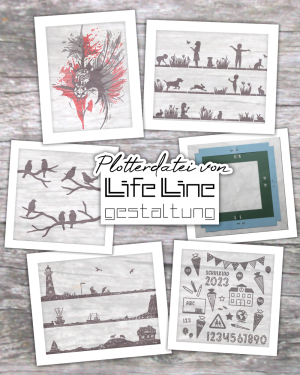 Meine Plotterdateien bieten eine bunte Mischung an Motiven für jedes Alter, jede Jahreszeit und jeden Anlass. Viele davon sind absolut anfängertauglich, bei Fragen helfen meine Bücher (Das Große Plotterlexikon) jedem weiter. Ich habe Dateien für Fenster- und Textilfolie, für Papier, Strass, Sublimation und alle möglichen Kombinationen daraus. Es gibt kein festes Konzept, aber gerade das macht Plotten mit LifeLine Gestaltung immer abwechslungsreich und kreativ. Ganz einfach: Hier ist für jeden Geschmack was dabei!
