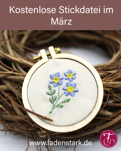 Süße, kostenlose, kleine Stickdatei für eine Blume für deine kreativen Nähprojekte!<br />
Verschenke liebevoll bestickte Geschenke an deine Liebsten wie Stoffservietten, Puppenkleider, Taschen und Beutel.