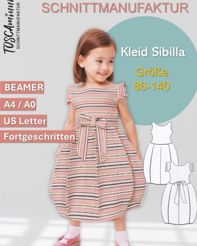 Frühlingslook zum Selbernähen: Kleid Sibilla für Damen &/oder Kinder – schlicht & süß mit Ballonrock. Jetzt als Ebook für nur 4,84 € (statt 6,90 €) oder versandfrei als Papierschnitt.