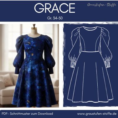 Grace: Erschaffe deine zeitlose EleganzTräumst du von einem Kleidungsstück, das deine Stärke und Grazie auf unvergleichliche Weise vereint? Mit dem Schnittmuster Grace nähst du dir mehr als nur ein Kleid.