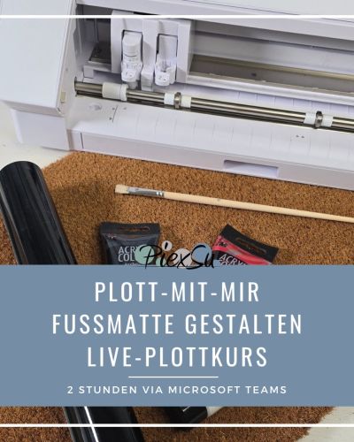 Jetzt anmelden für den Live-Plott-Kurs am Dienstag, 26.08.2025, Start um 19 UhrWas dich erwartet:2 Stunden Live-Workshop (zum gestalten einer Fussmatt)inkl. Plotterdatei und 72 Stunden Zugriff auf die Aufzeichnung