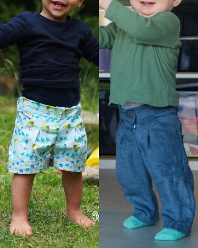 Alte Schnitte im neuen Look!Ich suche ein paar fleißige Näherinnen für die BeinHinein und BeinHalbRein. Eine Hose (lang und kurz) die sich durch das Knopflochgummi perfekt in der Weite regulieren und anpassen lässt. 74 - 140