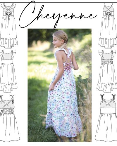 Die Cheyenne ist ein variantenreiches Sommerkleid, welches mit offenem Rücken zumSchnüren oder mit geschlossenem Rücken genäht werden kann und für dehnbare undnicht-dehnbare Stoffe ausgelegt ist.