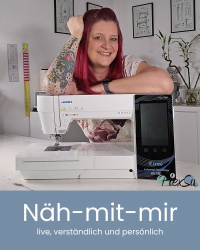 Nähe dein neues Lieblingsteil live mit mir! In meinen „Näh mit mir“-Kursen begleite ich dich Schritt für Schritt – ganz entspannt von zu Hause aus, mit Schnittmuster, Aufzeichnung & persönlicher Unterstützung. 5 Wochen, 5 Live Termine = Lieblingsteil