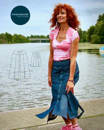Neu von schwalbenliebe® #EDDA, ein vielseitiger Bahnenrock mit Sattel, Knopfleiste oder Reißverschluss, wahlweise mit Schlitzen und Gesäßtasche. Für Webware. Bis 09.08. zum Einführungspreis von nur 7,90 €! Jetzt entdecken & den Sommer zurück nähen.