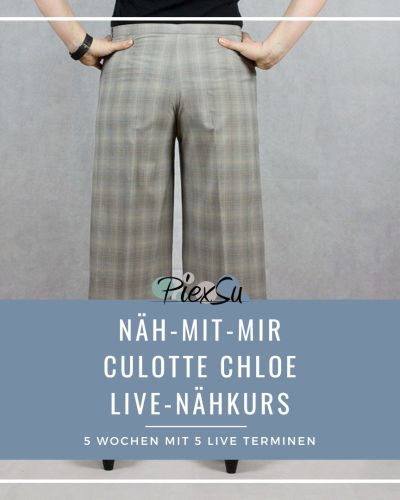 Live-Nähkurs „Culotte Chloe“: Nähe mit mir deine neue Lieblingshose – live, Schritt für Schritt und ohne Frust. 5 feste Termine via Teams, Aufzeichnungen, Anleitungen, WhatsApp-Gruppe & Reißverschluss-Workshop. Für ambitionierte Hobbynäherinnen.