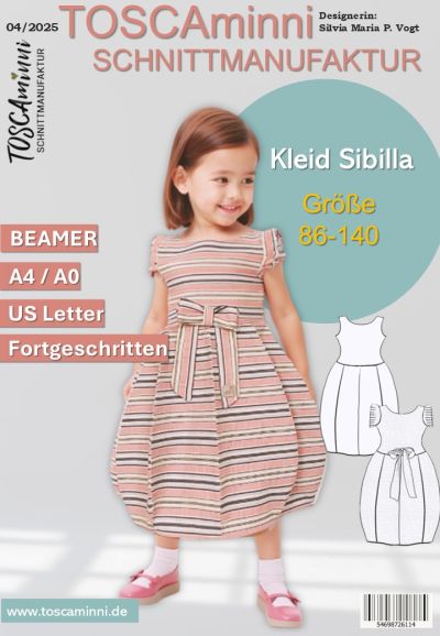 Frühlingslook zum Selbernähen: Kleid Sibilla für Damen &/oder Kinder – schlicht & süß mit Ballonrock. Jetzt als Ebook für nur 4,84 € (statt 6,90 €) oder versandfrei als Papierschnitt.